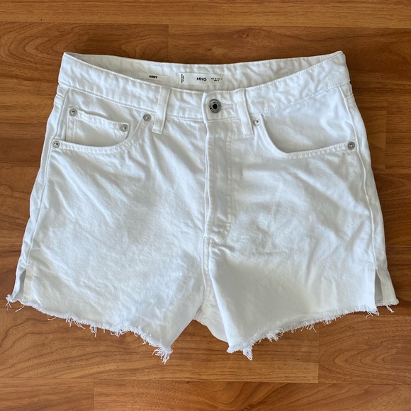 ❤️ Mango White Cotton Shorts Size 4 EUR 36 NWOT - Picture 2 of 14